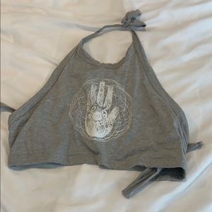 Grey cropped halter top
